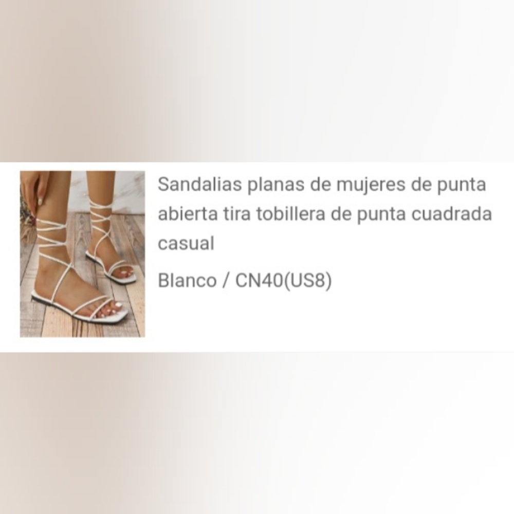 Women white open toe lace up flat sandals - Picture 9 of 9